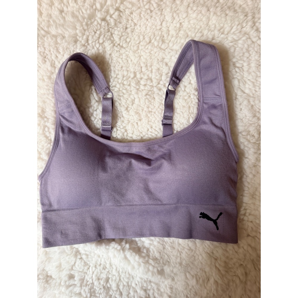 Puma Womens Seamless Adjustable Strap Sports Bra Lavender Purple Size Small